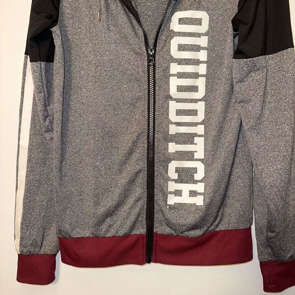 Harry Potter Unisex Gray Black Maroon Graphic Quidditch Full Zip Sweatshirt Size - Picture 2 of 13